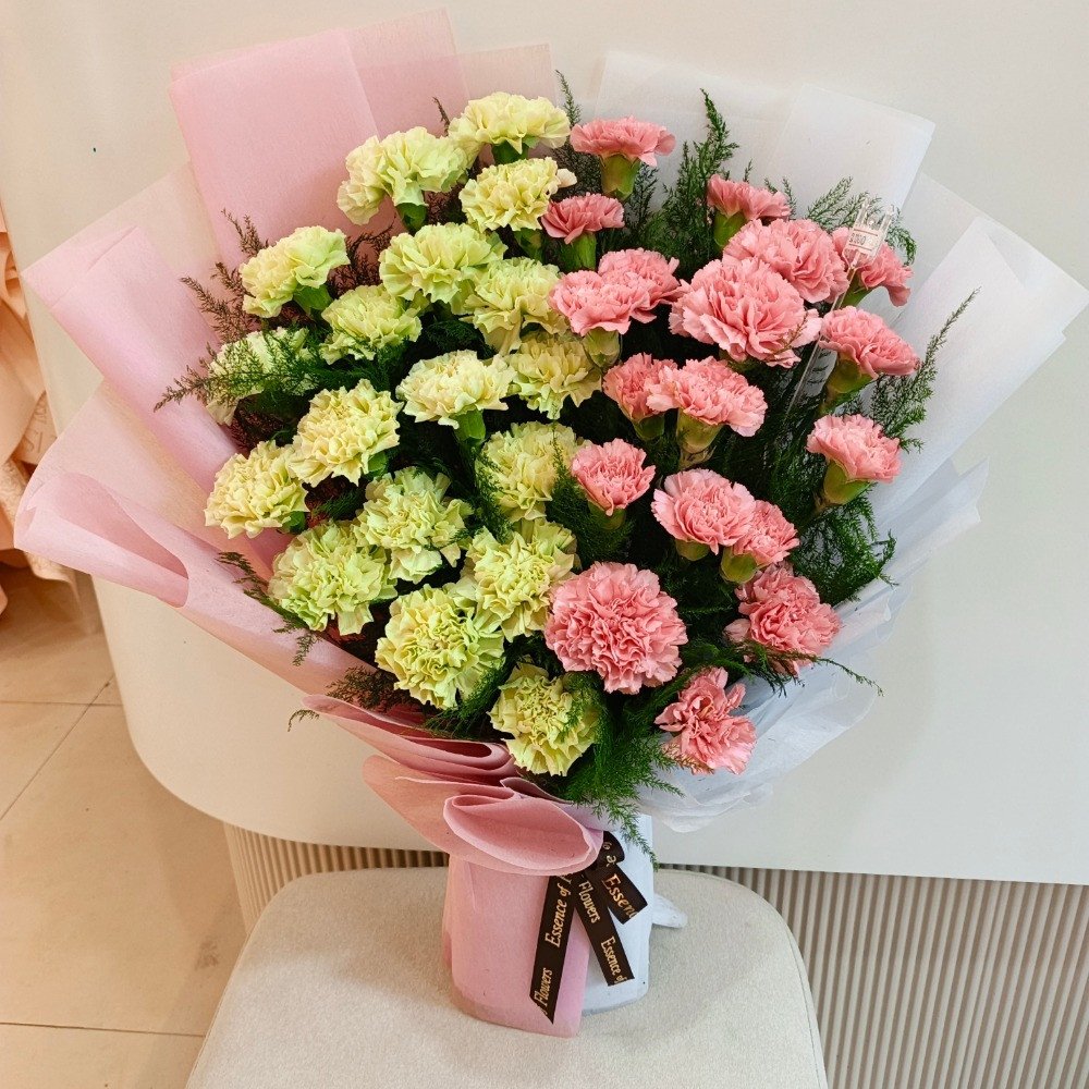 Pink & Green Carnation Bouquet