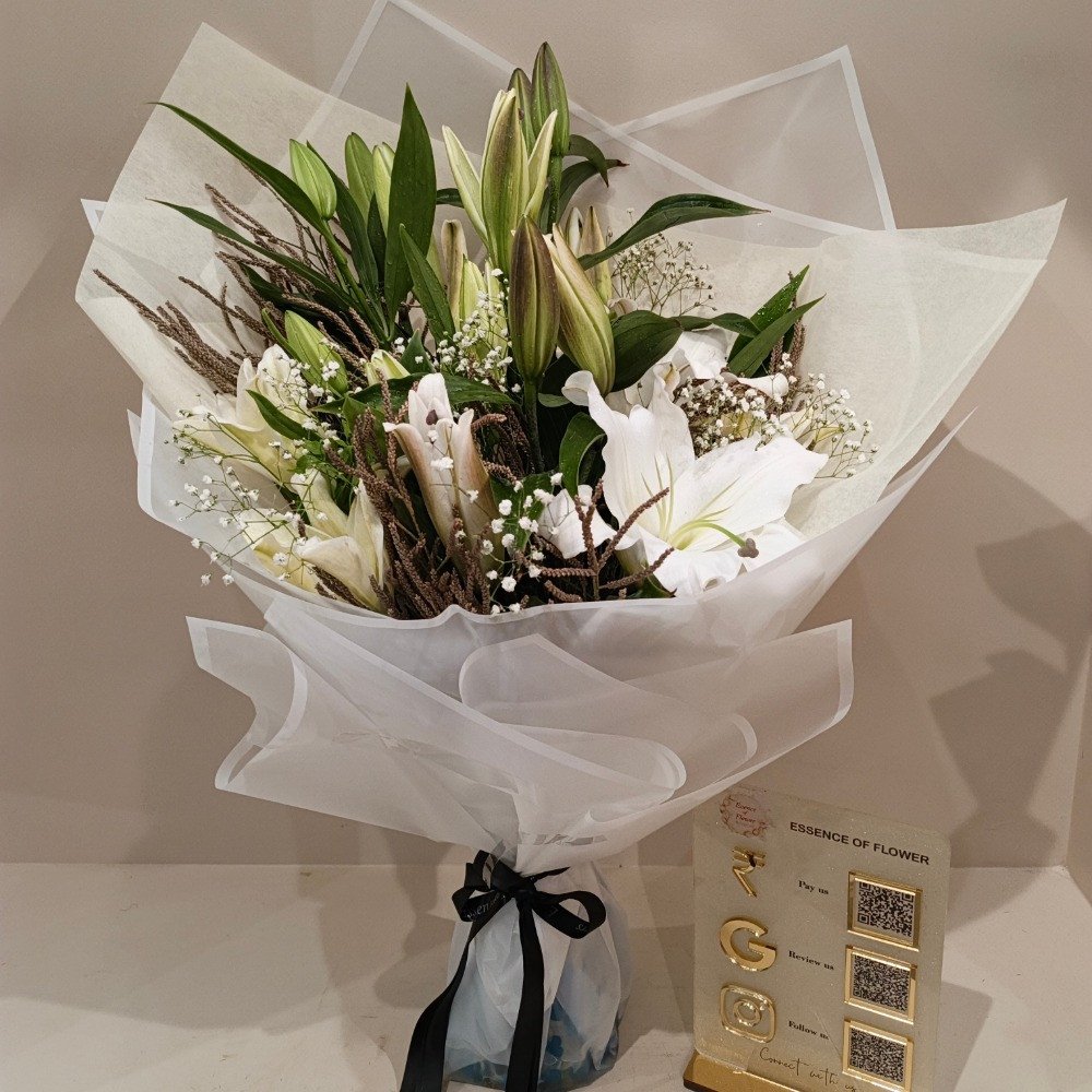 ✨ White Lily & Natural Foliage Bouquet ✨