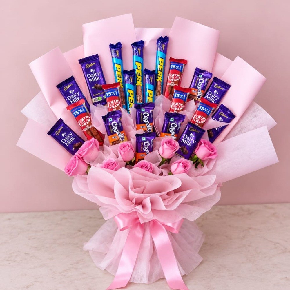 ✨ PINK ROSE & CHOCOLATE BOUQUET ✨
