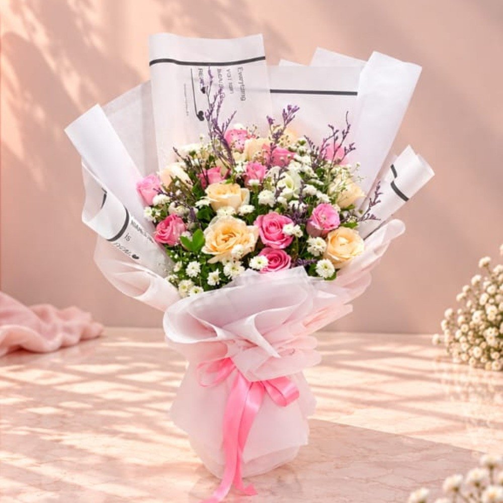Pastel Pink & Peach Mixed Bouquet