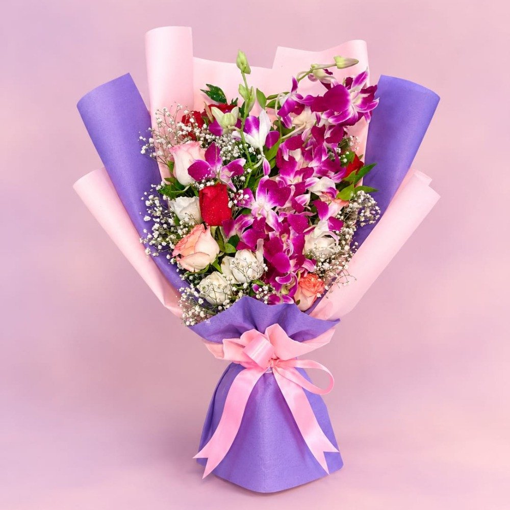 Elegant Orchid & Rose Bouquet 💜🌷