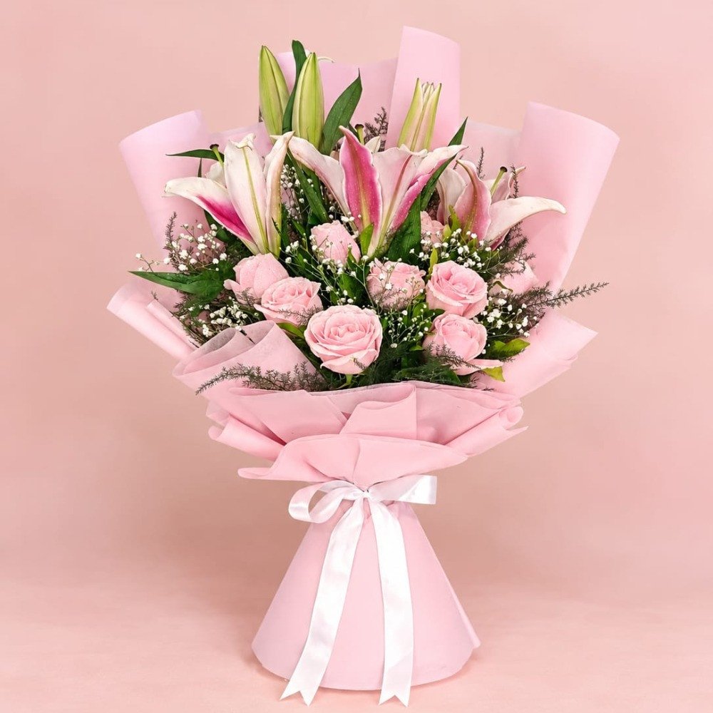 Pink Lily & Rose Bouquet