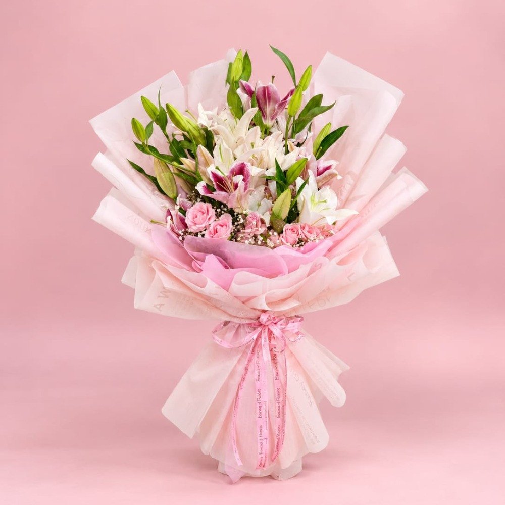 Pink & White Lily Rose Bouquet