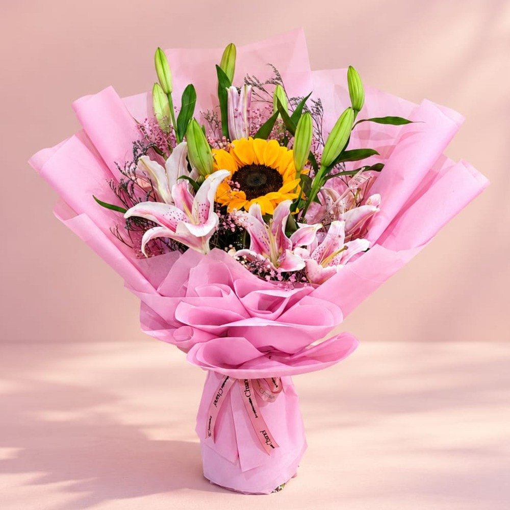 Pink & Sunshine Lily Bouquet 🌸💗