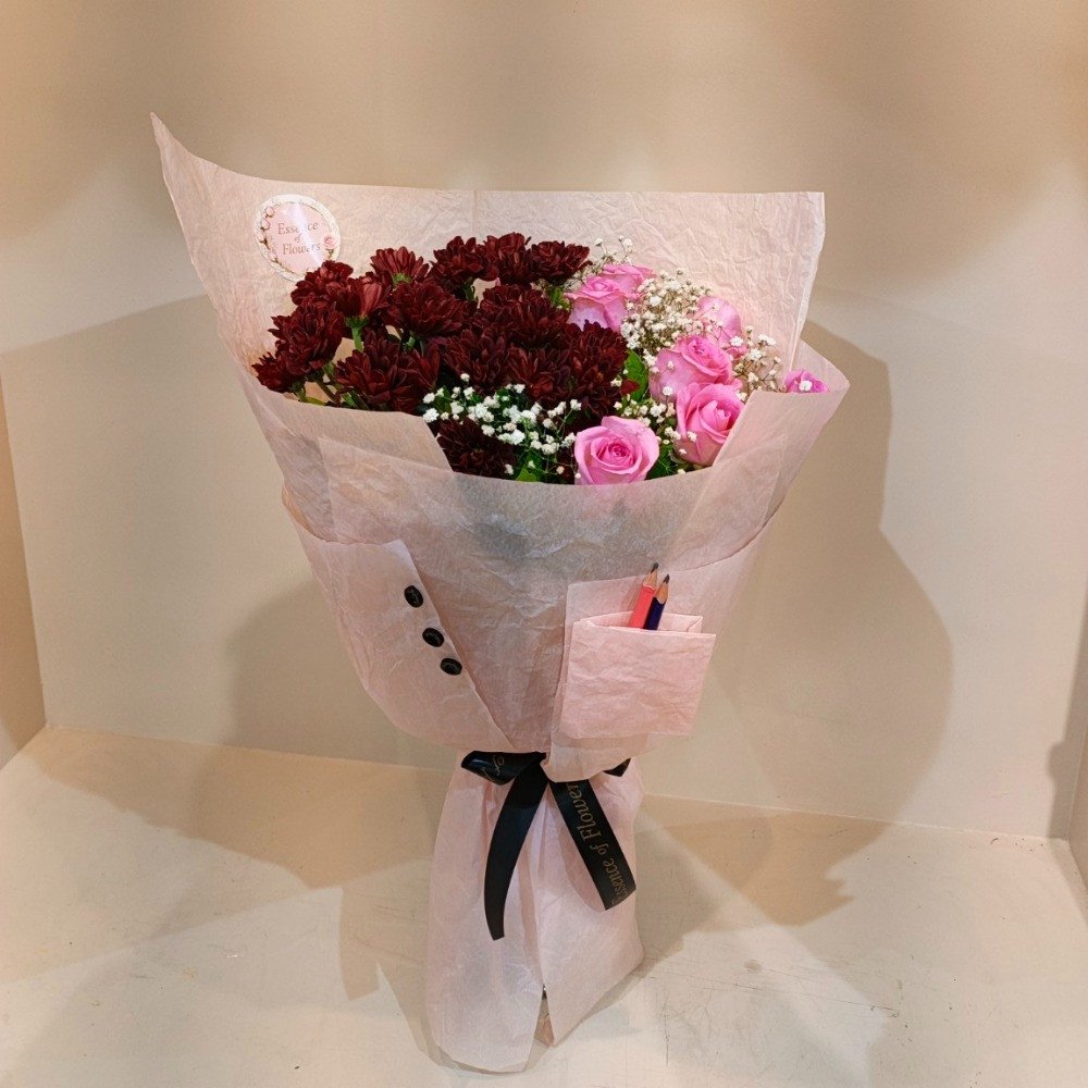 Burgundy & Pink Rose Bouquet