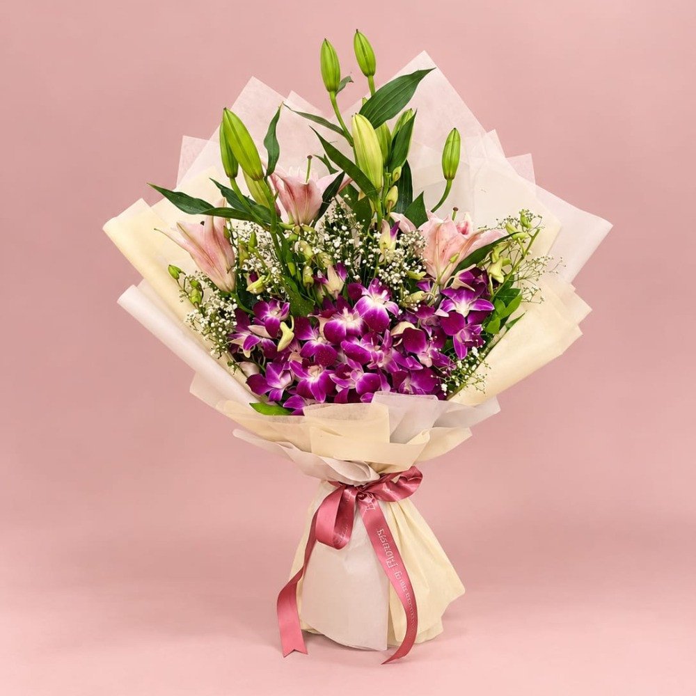 Royal Purple & Pink Lily Bouquet