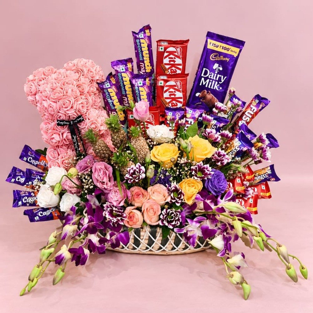 Luxury Chocolate & Floral Gift Basket 🍫💐