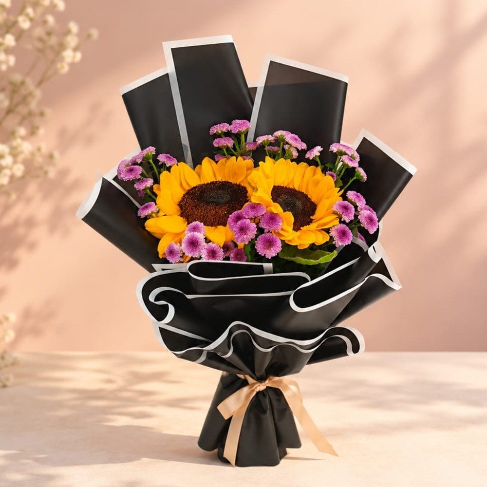 Sunflower & Purple Daisy Bouquet 💛💜