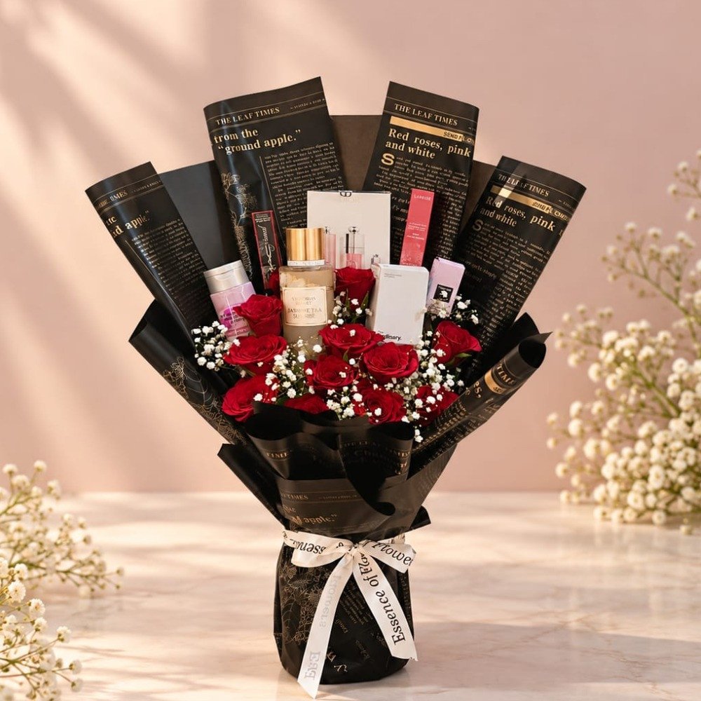 Red Rose & Beauty Hamper Bouquet ❤️