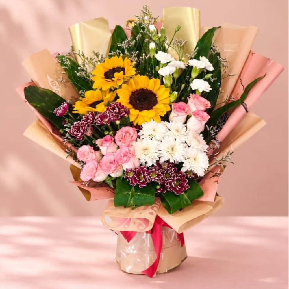 Sunflower & Purple Daisy Bouquet 💛💜