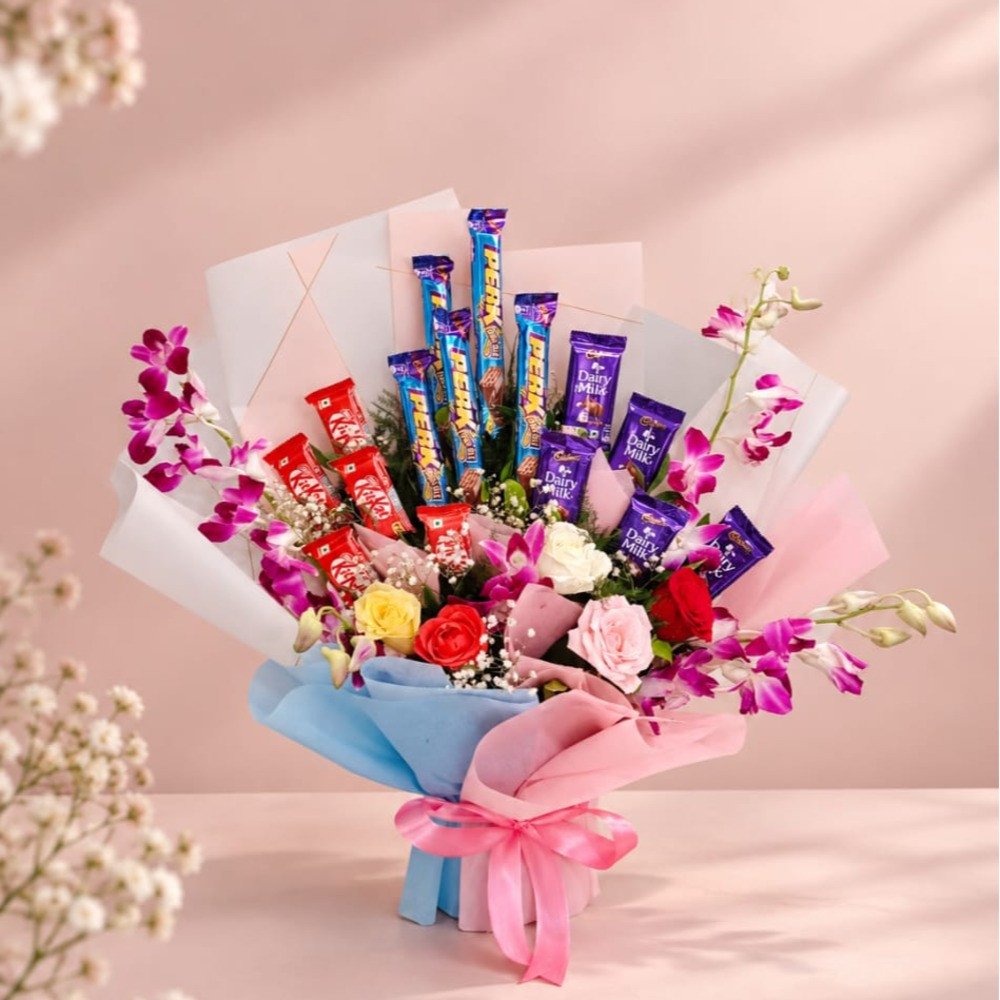🍫 Luxury Chocolate & Fresh Flower Bouquet